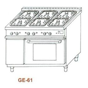 EMAX GE-61 3 Gáz-elektromos tűzhely 6égő GN1/1sütő