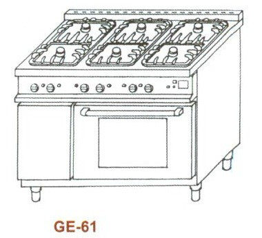 EMAX GE-61 3 Gáz-elektromos tűzhely 6égő GN1/1sütő