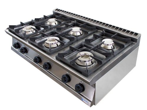 GT6.912F Gáztűzhely felsőrész 6 égővel 120x90x280 40,8kW/Fg.