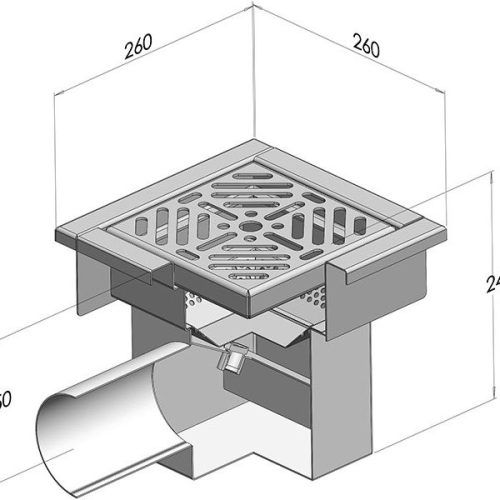 PLO - 260 Padlóösszefolyó (PLAal v PLOol elfoly 260 x 260 x 240 mm)