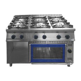   GT6.912GES Gáztűzhely 6 égős GN2/1 elektromos sütő 120x90x90