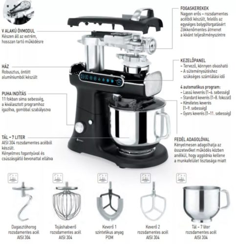 HENDI 221570 Planetáris mixer robotgép 7L Blackbolt