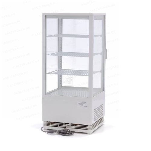 Hűtött vitrin 78L fehér 4 oldalról üvegezett 3 polc