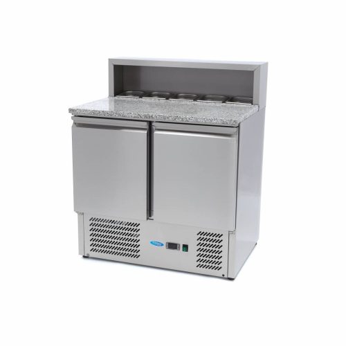 Pizzaasztal hűtött gránitfedlap 2 ajtó 5xGN1/6 feltéthűtő