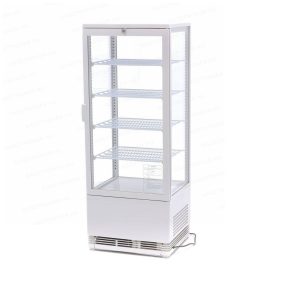 Hűtött vitrin 98L fehér 4 oldalról üvegezett 4 polc