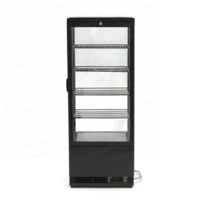 Hűtött vitrin 98L fekete 4 oldalról üvegezett 4 polc