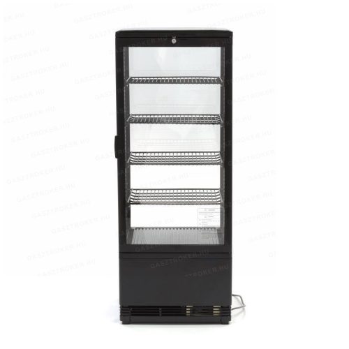 Hűtött vitrin 98L fekete 4 oldalról üvegezett 4 polc