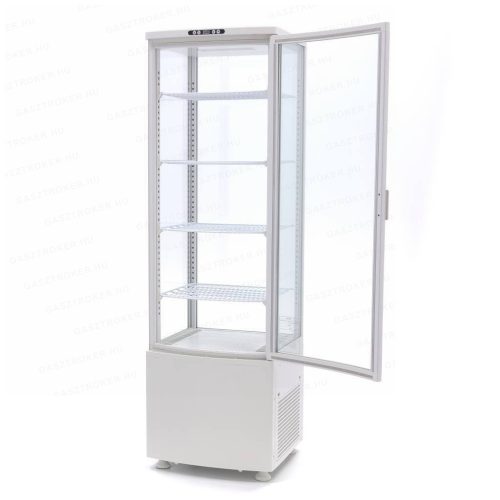 Hűtött vitrin 235L fehér 4 oldalról üvegezett 4 polc