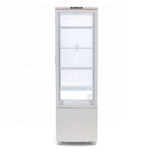 Hűtött vitrin 235L fehér 4 oldalról üvegezett 4 polc