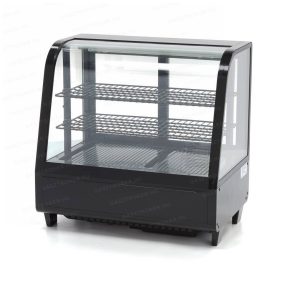 Hűtővitrin 100L fekete 4 oldalról üvegezett 2 polc