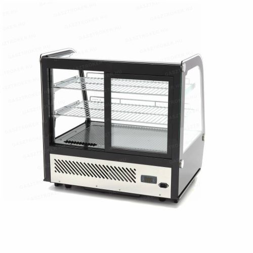 Hűtővitrin 120L Deluxe fekete 4 oldalról üvegezett 2 polc