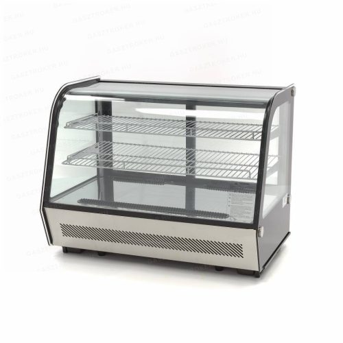 Hűtővitrin 160L Deluxe fekete 4 oldalról üvegezett 2 polc