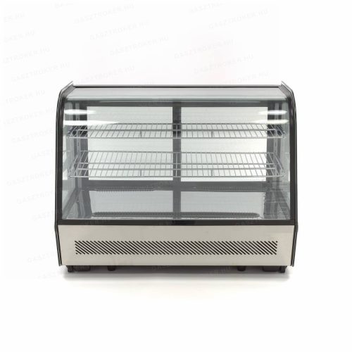 Hűtővitrin 160L Deluxe fekete 4 oldalról üvegezett 2 polc