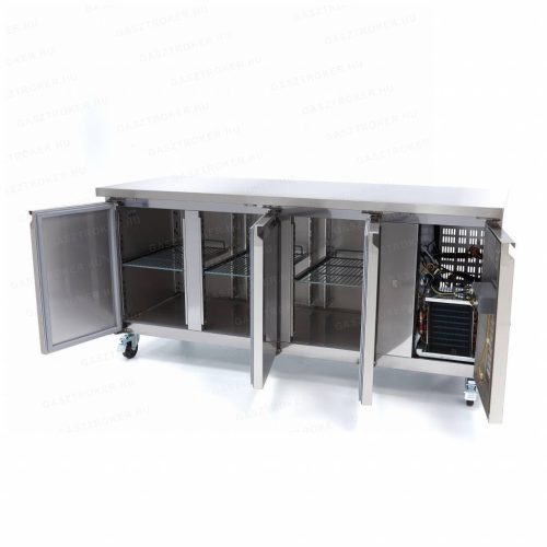 Hűtött munkaasztal kompakt kivitelben 3 ajtó 465L Rm.