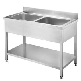   Nagykonyhai mosogató 2db 50x50 medencével lapraszerelt kiv.