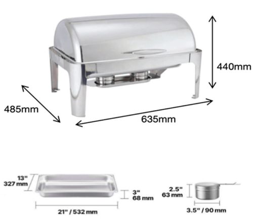S703 Chafing négyszögletes tükörfényű