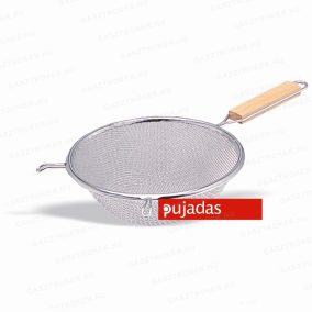 P374.020 Rozsdamentes dupla hálós szűrő fa nyél Ø:20cm