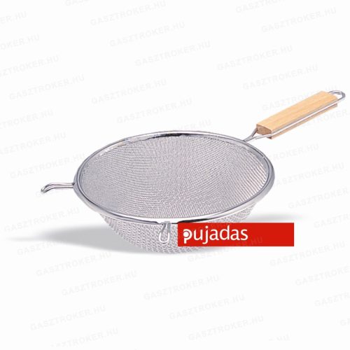 P374.018 Rozsdamentes dupla hálós szűrő fa nyél Ø:18cm
